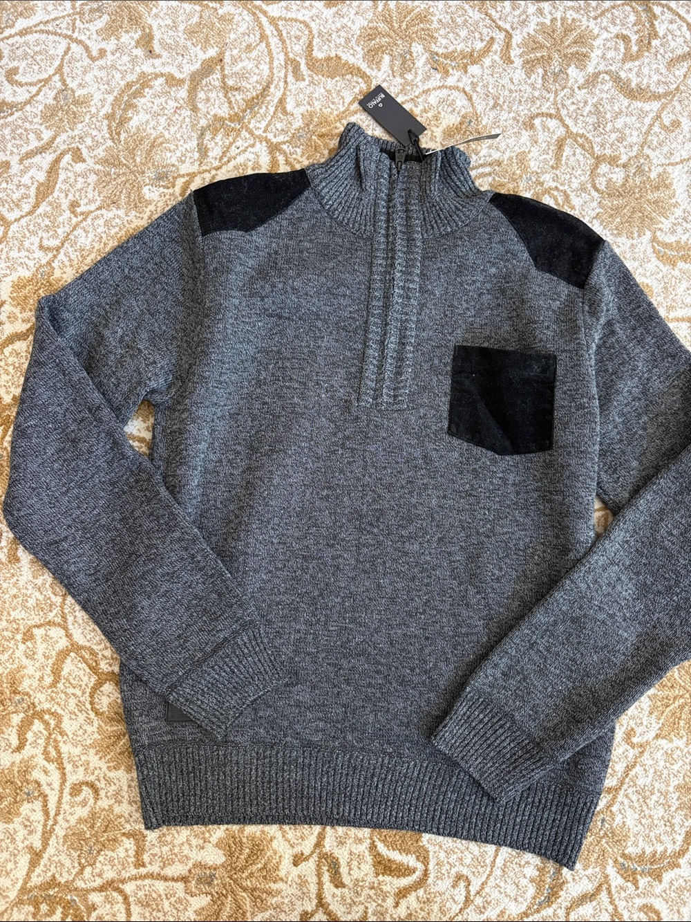 Buffalo David Bitton Gray Half-Zip Sweater with Black Accents